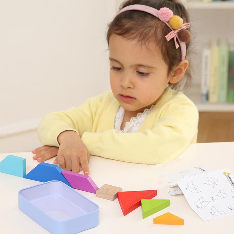 Eğitici Ahşap Yapboz Blokları Seti Çocuklar İçin Geliştirici Zeka Oyunu