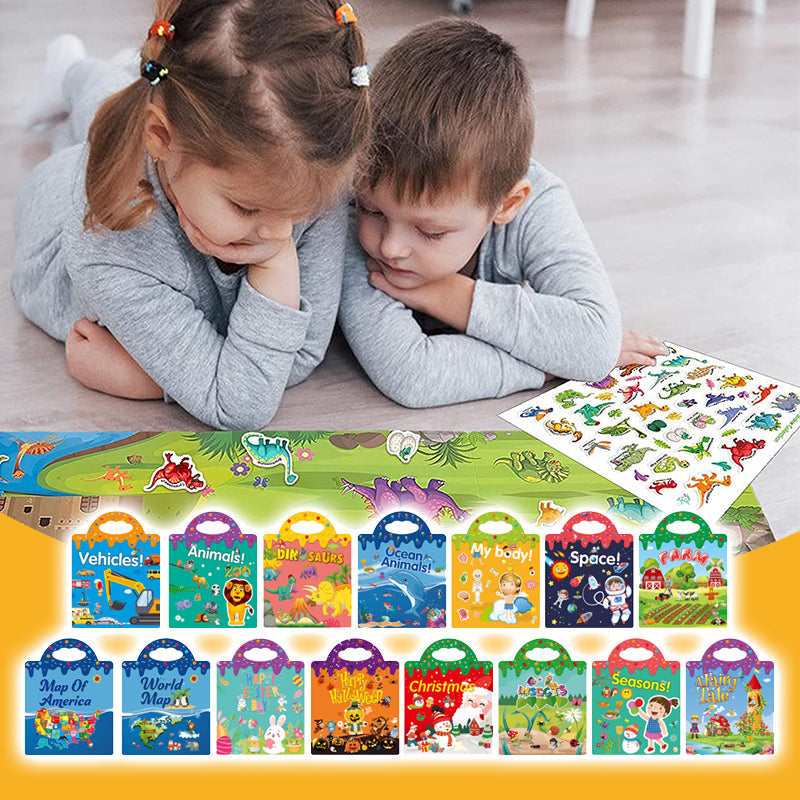 Çocuklar İçin Yeniden Kullanılabilir Eğitici Öğrenme Oyuncak Çıkartma Kitabı